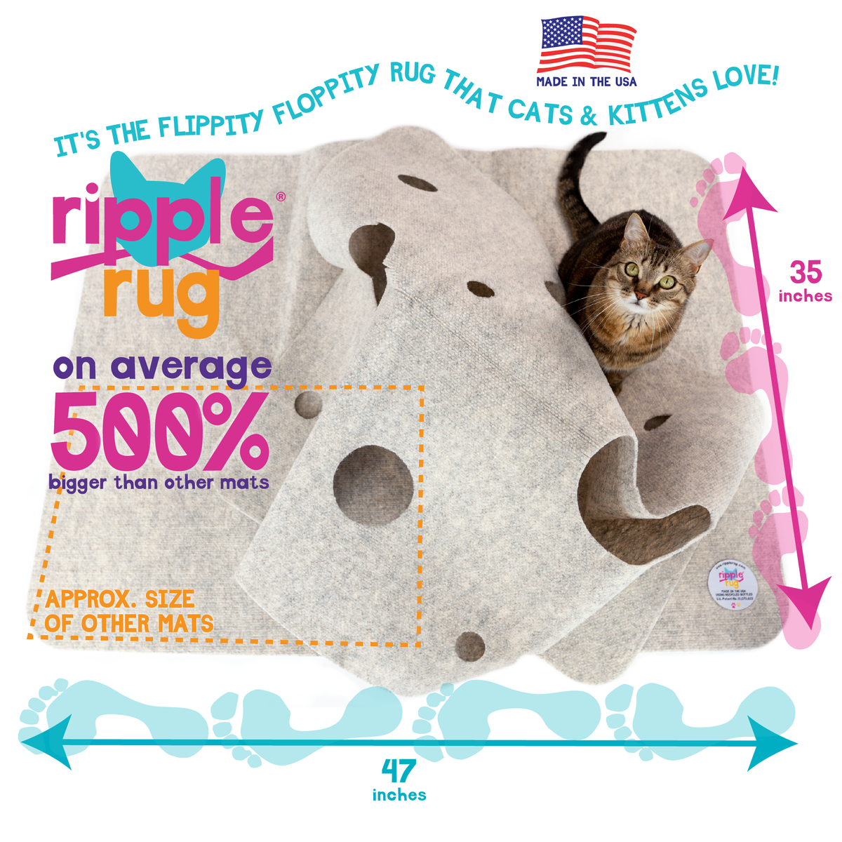 The Ripple Rug Cat Activity Mat Made In the USA THE RIPPLE RUG