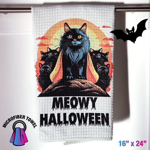 Halloween-Themed Cat Signs & Microfiber Towels