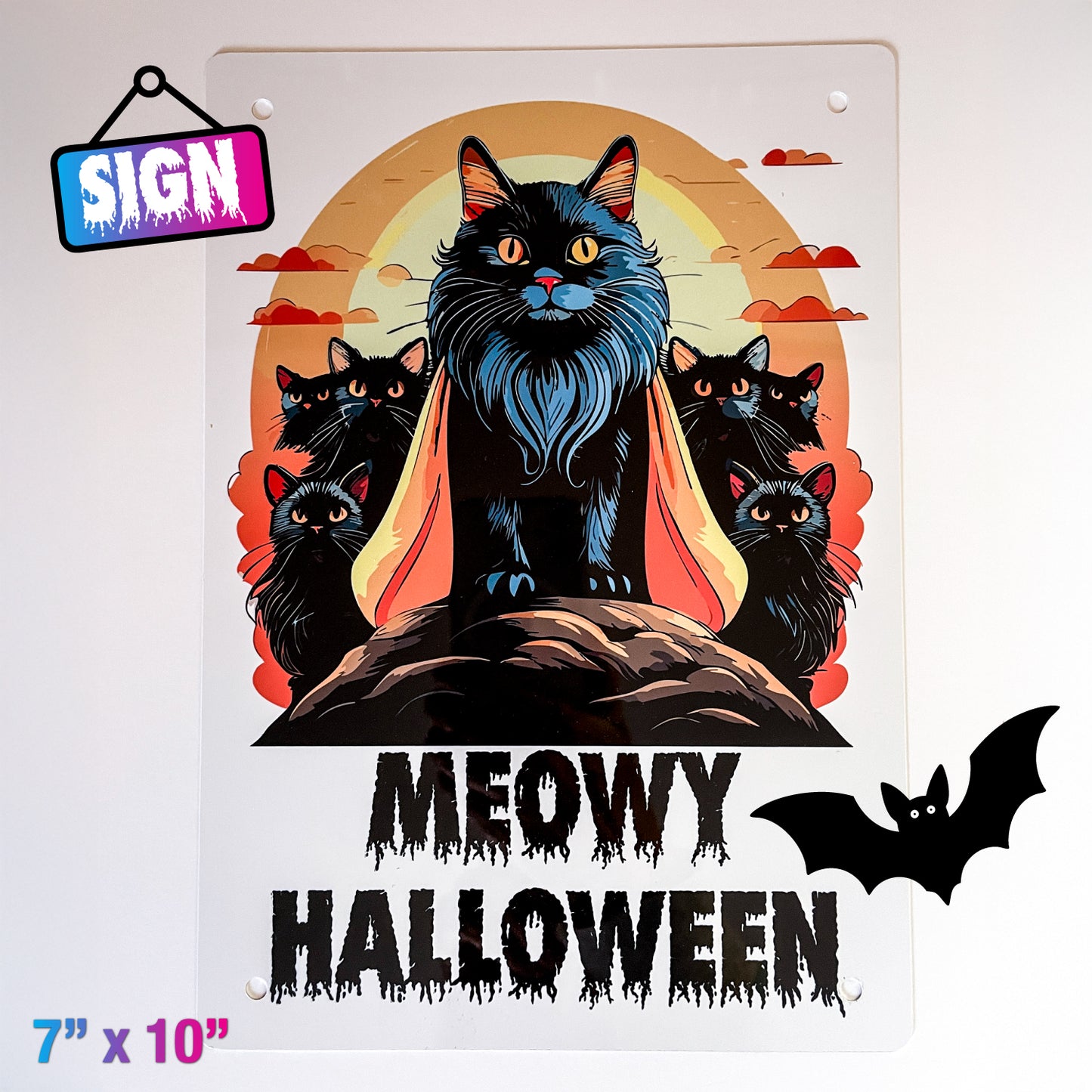 Halloween-Themed Cat Signs & Microfiber Towels