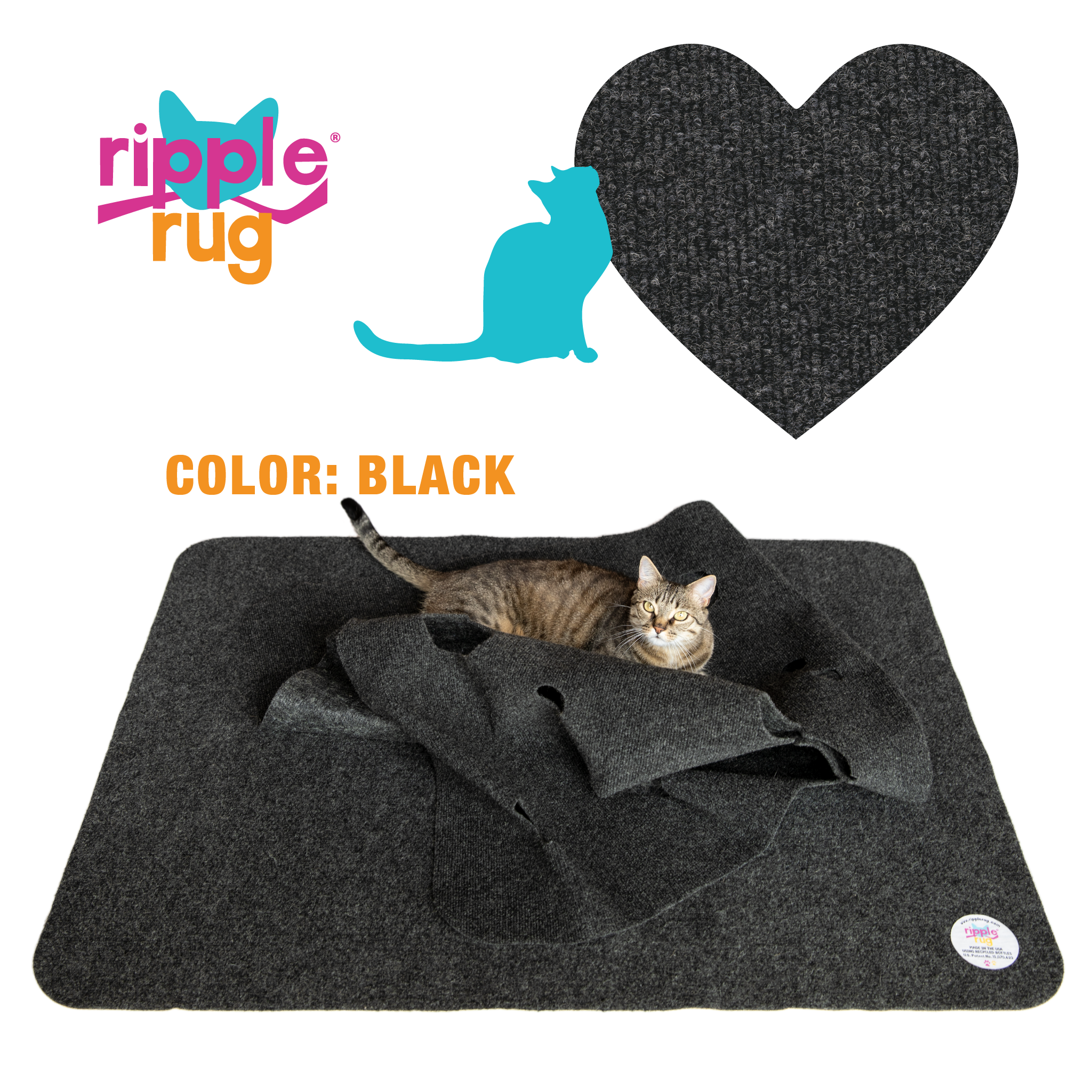 The Ripple Rug Cat Activity Mat Made in USA Fun Interactive Play Training  Scratching Multi Use Habitat and Bed Mat 